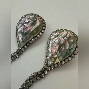 Hobe abalone rhinestone dangle earrings pierced
